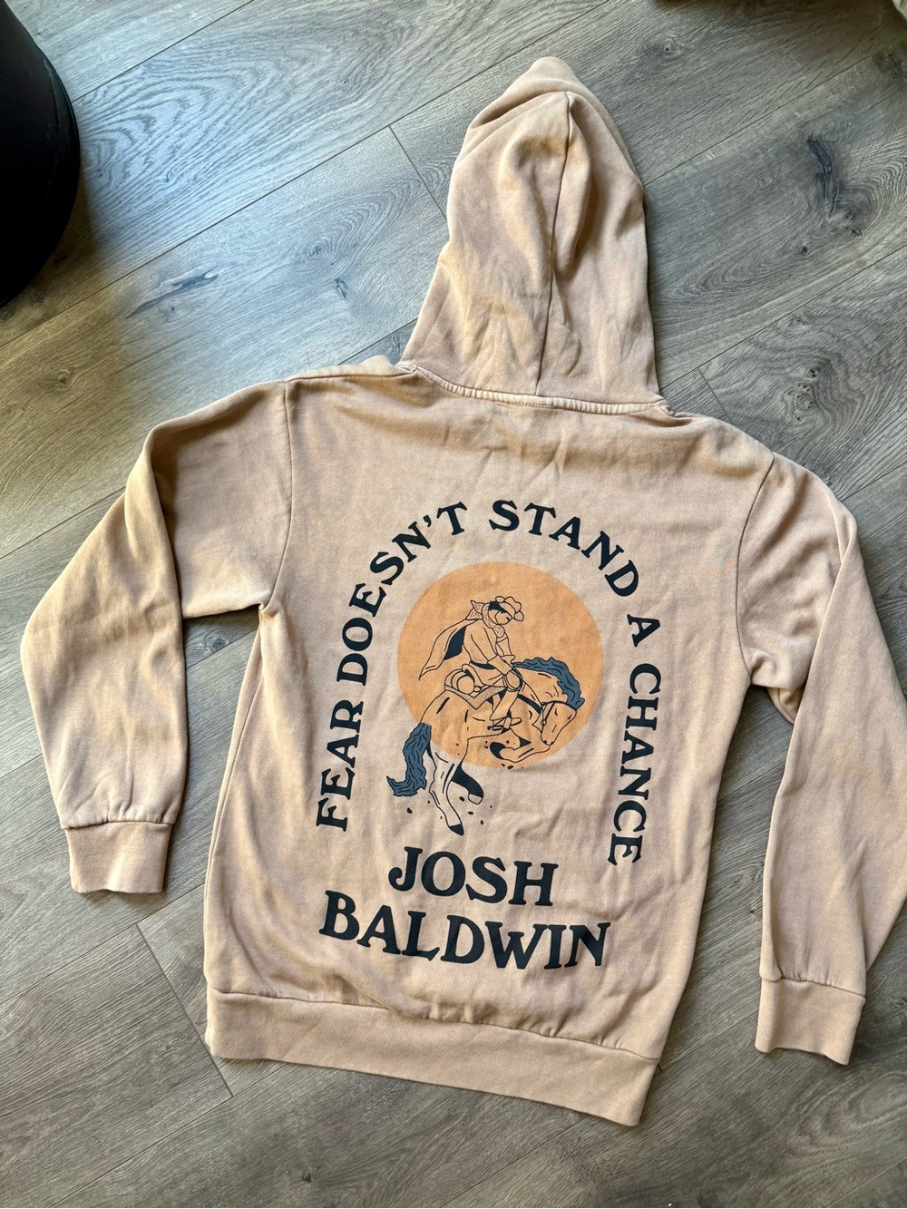 Josh Baldwin Men's Tan Graphic Hoodie “Fear Doesn’t Stand A Chance”